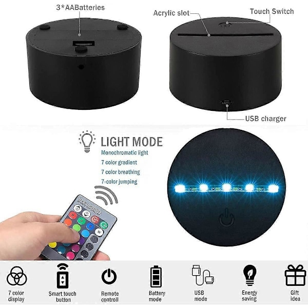 SBSG Nattlampa Presenter, 3D-lampa med Klocka, 16 Färger som Ändras, Touch och Fjärrkontroll (Delfin)