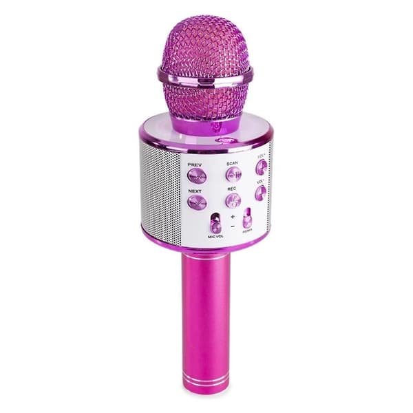 Karaokemikrofoni kaiuttimella ja Bluetoothilla, pinkki
