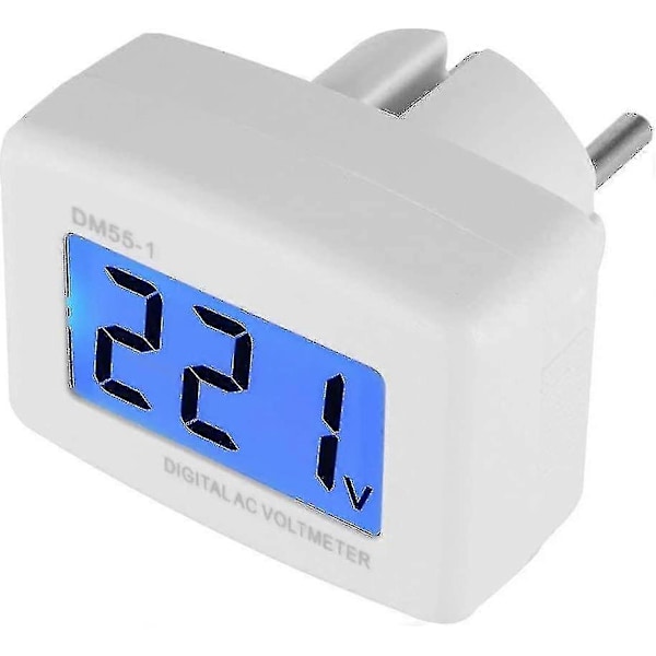 Blå Bakgrundsbelysning Digital LCD Voltmeter Panel Spänningstestare EU-kontakt DM55-1 AC 80-300V