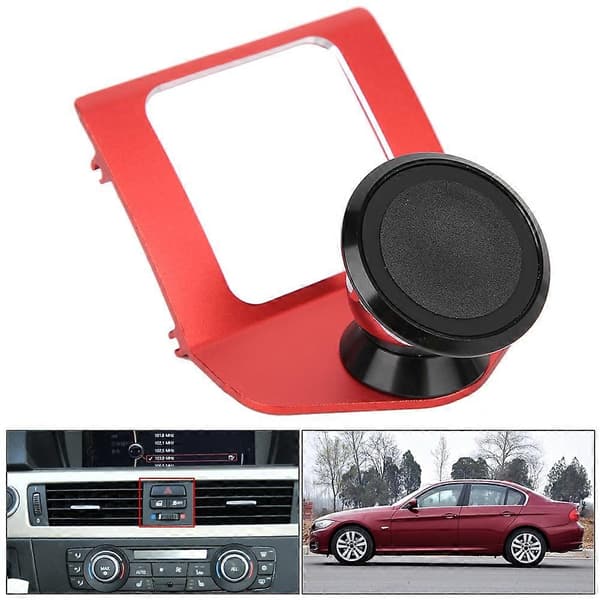 Telefonholder i Aluminium Legering Magnetisk Beslag Biltilbehør Passer til 3 Serie E90 E92 E93 2005-2012 Rød