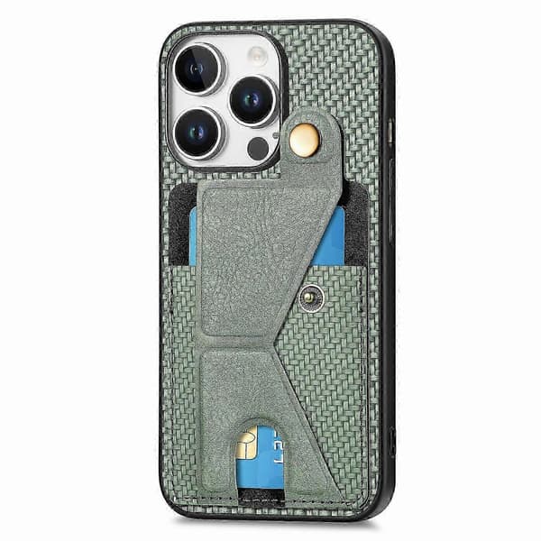 For iPhone 16 Pro Deksel K-Formet Støtte Lær+PC+TPU Telefondeksel -