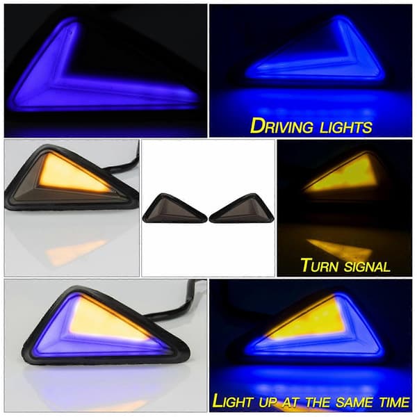 2 st Universal L-formade Triangulära LED-Blinkers Motorcykel Blinkljus Blå Gul