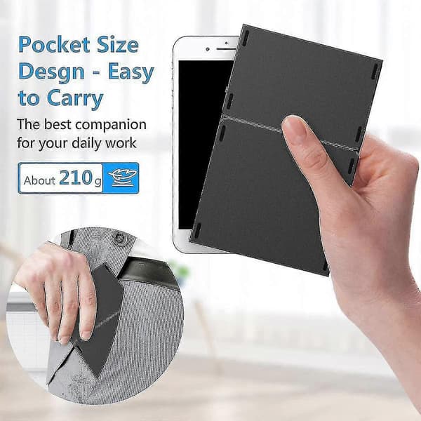 Sammenleggbart, USB-oppladbart trådløst tastatur for iOS, Android, Windows PC Laptop Smartphone - svart