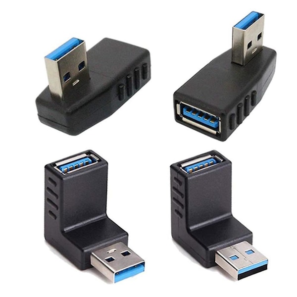 4 stk Usb 3.0 adapterkoblinger 90 grader han-til-hun usb-stik - inklusive venstre, højre, op, ned