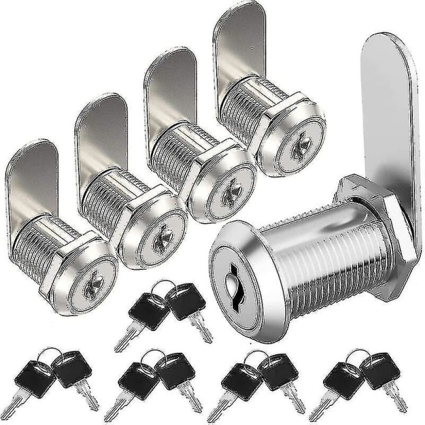 Brevlådelås 20mm Brevlådelås Lås med nycklar för brevlåda Lådskåp (5 delar) - Silver