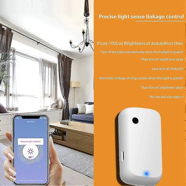 Tuya Wifi Ljussensor Intelligent Hembelysning Sensor Koppling Kontroll Ljusstyrka Sensor Illum