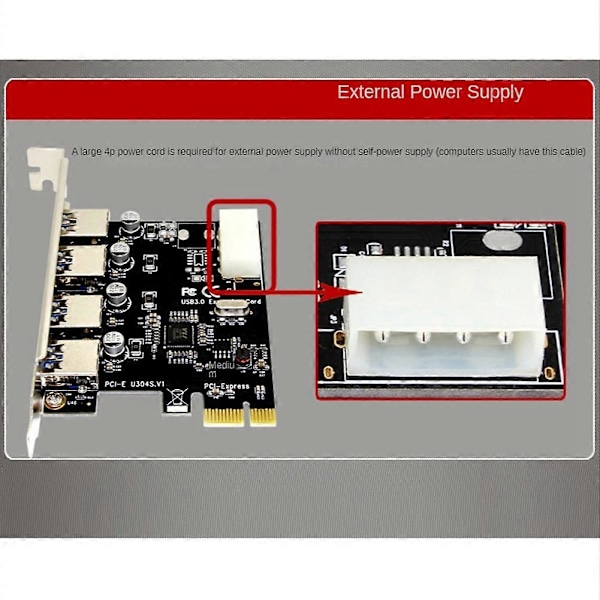 4 Port USB 3.0 PCI-E Udvidelseskort PCI Express PCIe USB 3.0 Hub Adapter 4-Port USB3.0 Controller