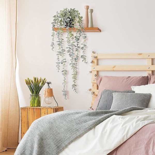 1 stk Kunstige Hængende Planter Pottet Eucalyptus Hængende til Væggen Rum Hjem Terrasse Indendørs Udendørs D