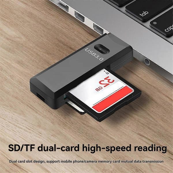2 i 1 USB 3.0 Kortlæser TF/SD Kortlæser Højhastigheds Dataoverførsel Smart Kortlæser til PC L