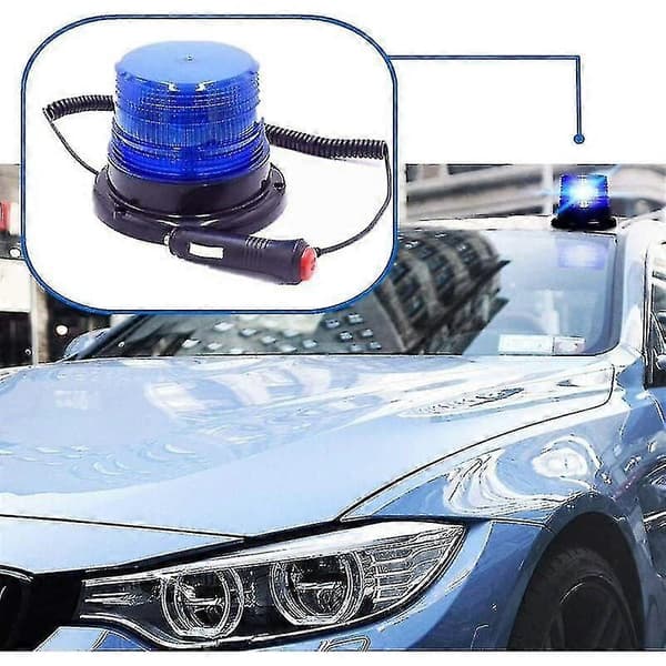 (Blått lys) 12V LED Strobelys Magnetisk Blinkende Varsellys