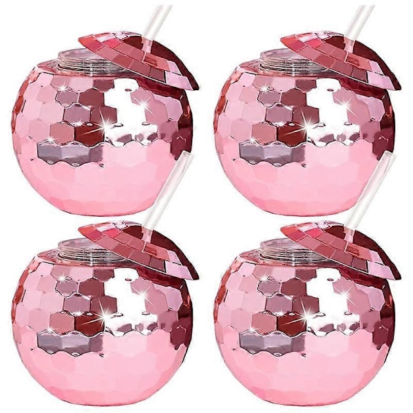4 ST Disco Ball Koppar Unika Cocktailglas Barverktyg Partyglas Ficklampsstrå Vinglas Dryckeskoppar Roséguld