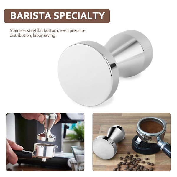 Kaffetamper i rustfritt stål, barista espresso tamper, 49 mm base, kaffebønnepresse