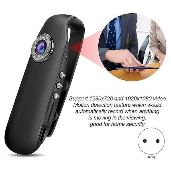 Poliisin kehon kamera ja kannettava, kamera videolla puettavaksi, 1080P puettava kamera, mini kamera EU-pistoke