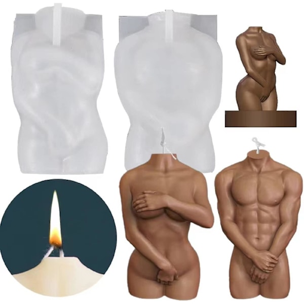 Kehon Silikon Resin Kynttilämuotti, 2 kpl 3D Kehon Muotoisia Kynttilämuotteja, Kynttilämuotteja DIY:hen