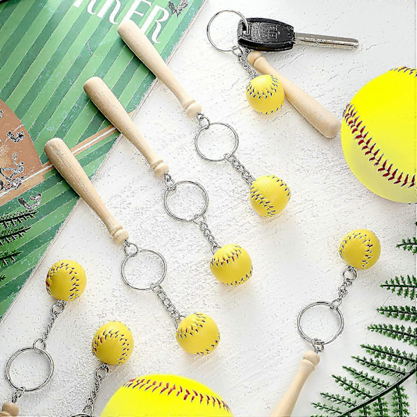Mini Softball Nøglering i Træ