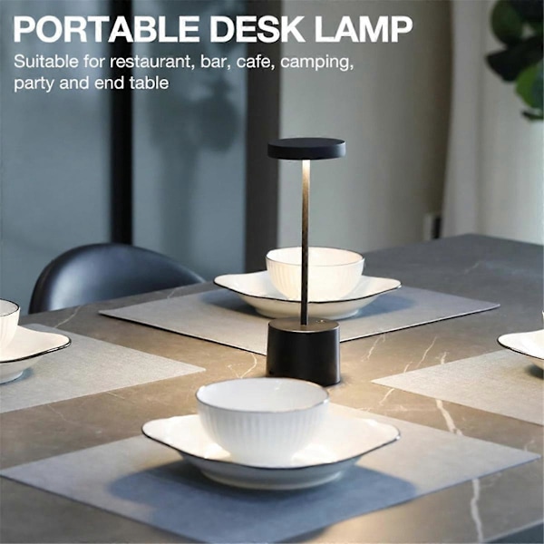2 stk. Trådløs Bordlampe 800mAh Oppladbare Batteridrevne Lamper 3 Farger Trinnløs Dimming LED Trådløse Utendørslamper