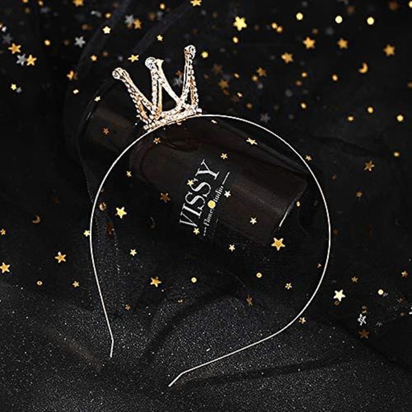 Kiiltävä Syntymäpäiväkruunu Tiara Tytöille Prinsessan Koriste Pääpanta Kruunut Lapsille (kulta)