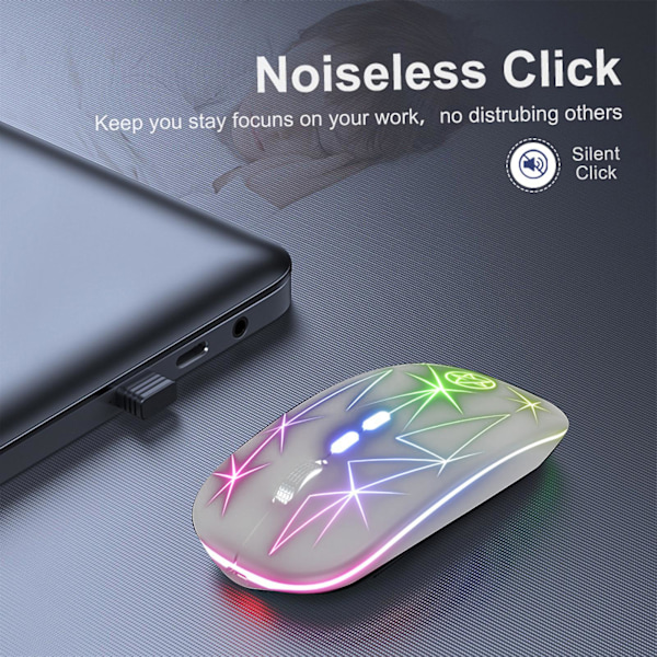 A20 Bærbar Datamaskin Mus Trådløs Dobbel Modus RGB 5 Knapper Ergonomisk Stille Oppladbar 2.4GHz/Bluetooth-kompatibel Datamaskin Mus PC Tilbehør