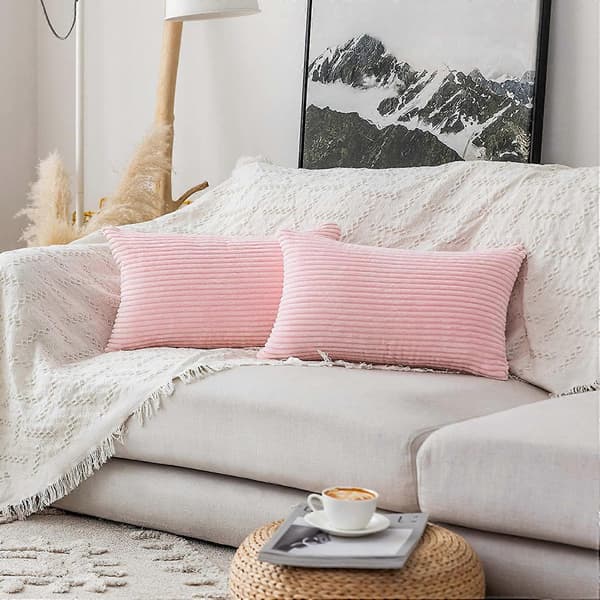 Dekorative Pudebetræk til Sofa, Pudebetræk til Sofa, Bænk, Sæt af 2, 18x18 tommer, 45cm, Blush Pink