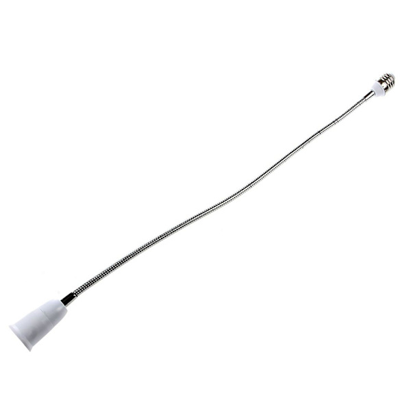 2x E27 til E27 Lyspære Fleksibel Forlænger Adapter Konverter (hvid, 60cm)