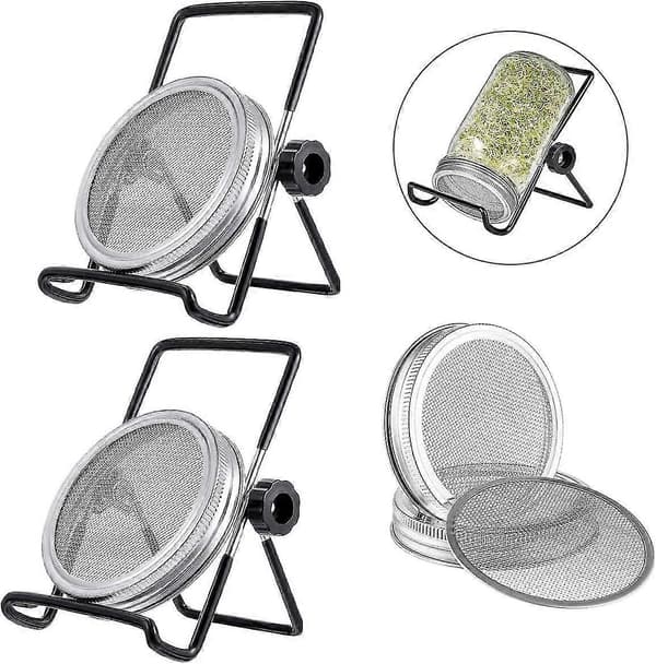6 st Groddningslock Kit med 4 st Groddningslock Rostfri Skärm och 2 st Groddningshållare (svart)