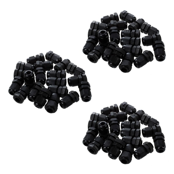 60 stykker svart plast vanntett kabelgjennomføringskontakt Pg7