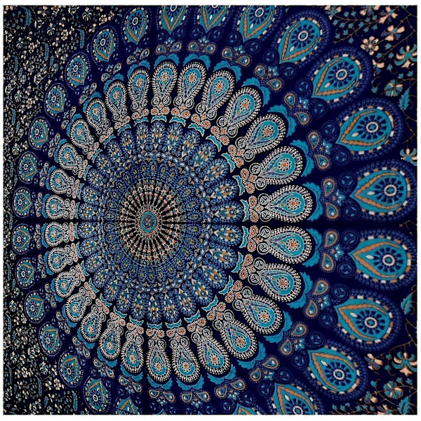 Sininen Mandala-seinävaate, Boho-sisustus, 150*210cm