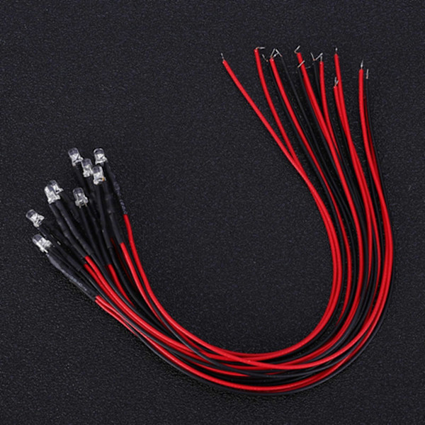 50 stk. Diode Koblet Lysende Rundt Hode Fremhev Rett Plugg LED Perler 12V 3mm YEMAA