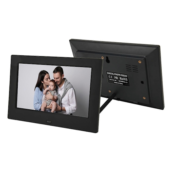 7 Tommers Digital Fotoramme HD 1080P Digital Bilderamme Fotoalbum med Klokke og Kalenderfunksjon 100?240V EU Plugg