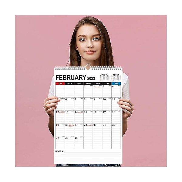 Kalender - Månedlig veggkalenderplanlegger fra januar 2023 - juni 2024, 12 tommer X 17 tommer, dobbeltrådet B