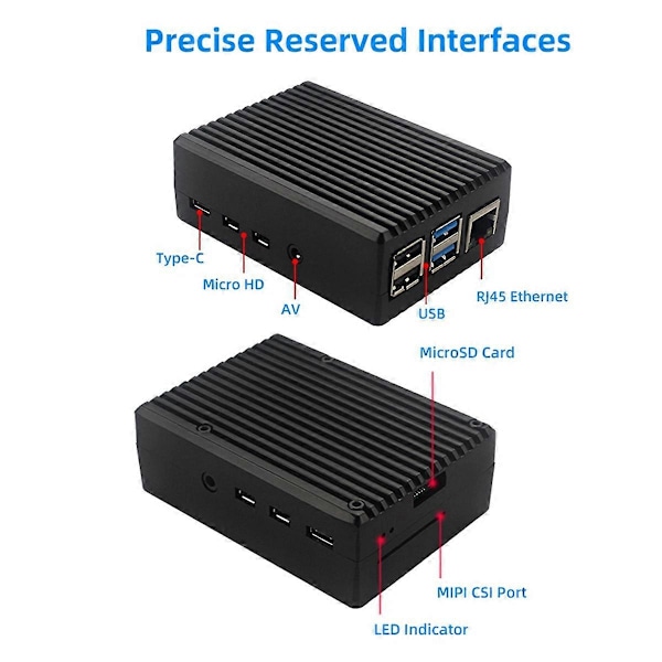Alumiiniseoskotelo Raspberry Pi 4:lle, metallikuori, harmaa
