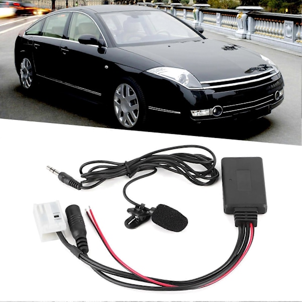 12-nastainen Bluetooth-audiokaapeli auton AUX-sovitinliitin mikrofonilla, sopii Citroen Berlingoon