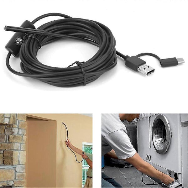 Y102 USB 3 in 1 Endoskooppi 5.5mm Linssi 6LED 5M Kaapeli IP67 Vedenpitävä Tarkastuskamera YEMAA