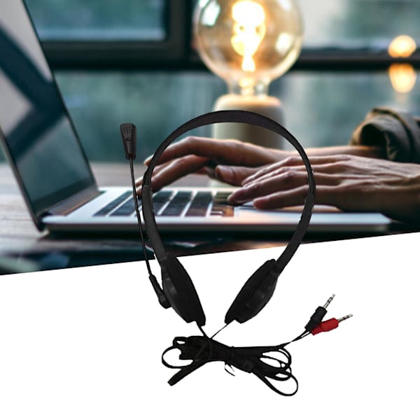 Kablet hodetelefon universell med mikrofon plast 3,5 mm over-ear stereo hodesett for hjemmet