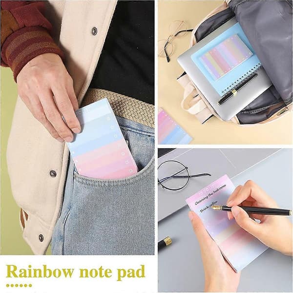 12 stk. To Do List Sticky Notes, 13x8 cm, 600 ark, Assorterede farver, Linjeret, Planlægger, Daglig notesblok