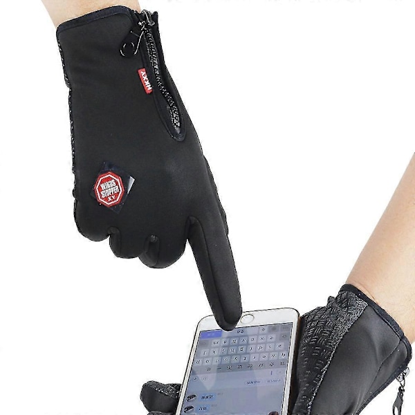 Vandtætte Vinterhandsker til Mænd og Kvinder, Vindtætte, Varme Skihandsker, Touch Screen, Orange, M
