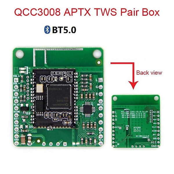 Qcc3008 Aptxll vastaanotinkorttimoduuli Hifi Bluetooth 5.0 Tws Audio auton Bluetooth vastaanotinkortti (ei D