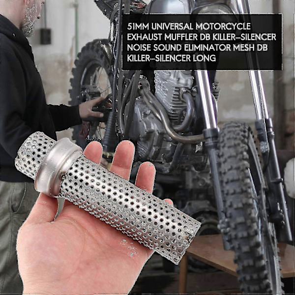 51mm Universal Motorsykkel Eksos Lyddemper Db Killer - Støy Eliminator Mesh Db Killer - Lang