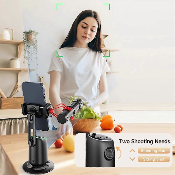 P05 AI Följ Gimbal 360 Rotation Ansiktsspårning Stabilisator Filmning Portabelt Skrivbord Mobiltelefonhållare