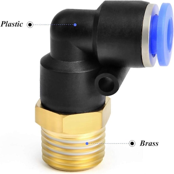Rörmuff Vinkel 4mm Rör OD x 1/4 BSP Push-to-Connect Kopplingar PL4-02 (2-pack)