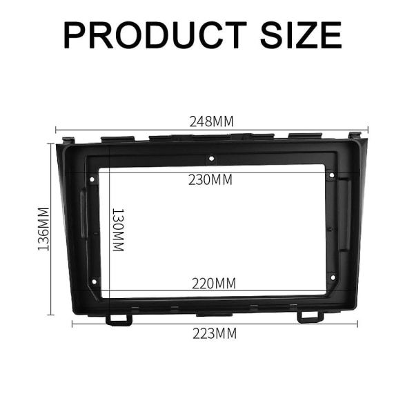 Bilradio Fascia för CR-V 2008-2011 9 Tums Stereo Panel Instrumentbräda Kit Omklädnad Installationsram