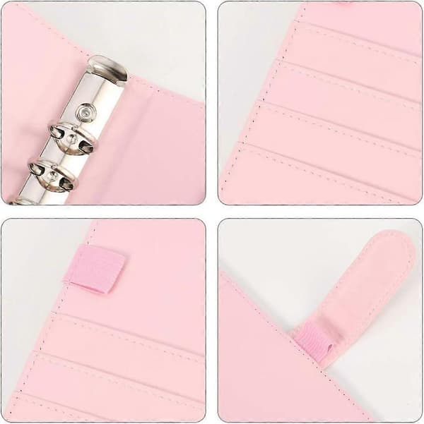 A5 PU Læder Ringbind, Genopfyldeligt 6-Ringe Bind Cover, Forretningsnotesbog Bind Notesblok og Møde Notesbog, (Pink)