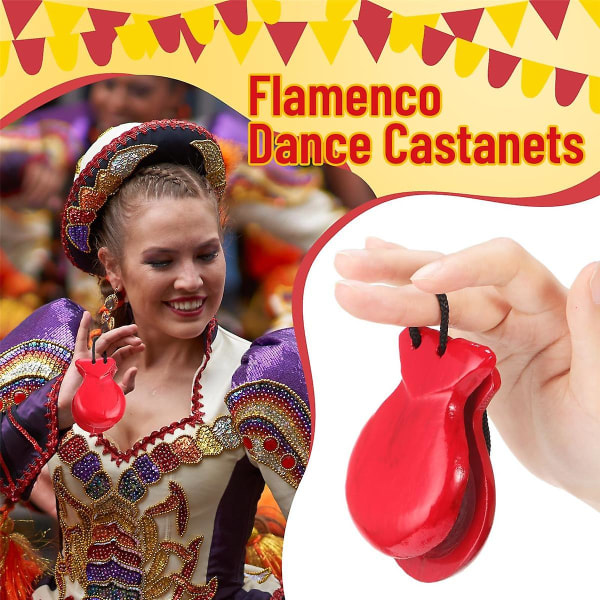 1 Pari Espanjalaista Kastanetteja Flamenco Kastanetteja Narulla Perinteiset Puusta Valmistetut Käsikäyttöiset Kastanetteja(