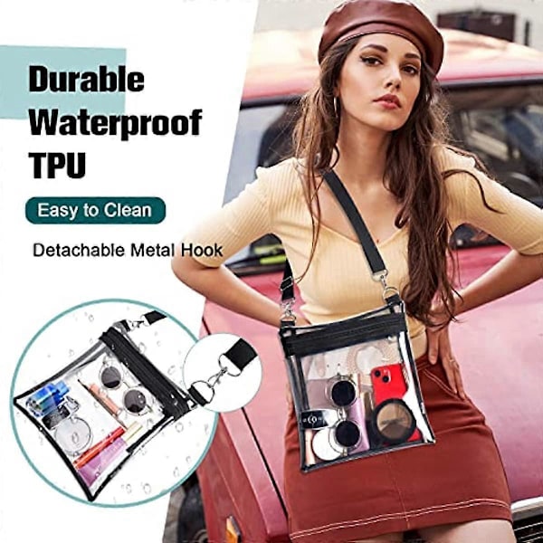 Läpinäkyvä laukku, stadionhyväksytty kukkaro - Läpinäkyvät crossbody-laukut naisille ja miehille - Läpinäkyvä PVC-olkalaukku konsertteihin, urheilutapahtumiin ja huvituksiin