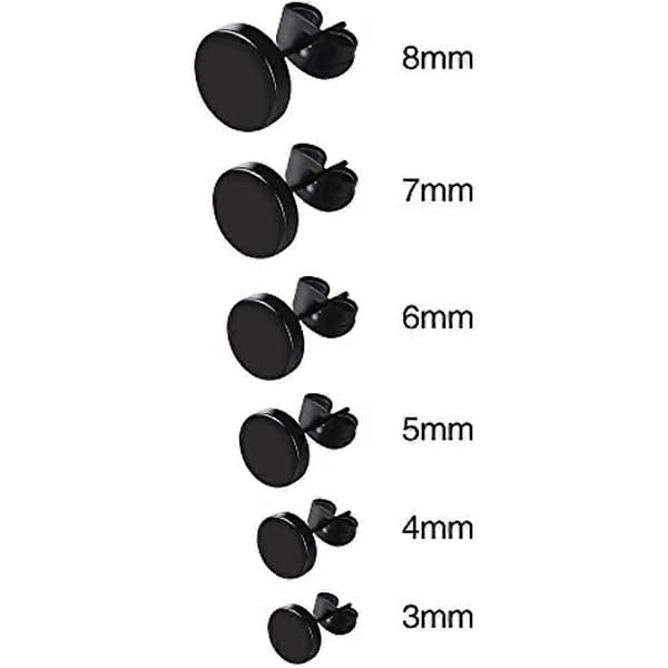 Sæt med ørestikker i rustfrit stål - 3 mm til 8 mm - 6 par
