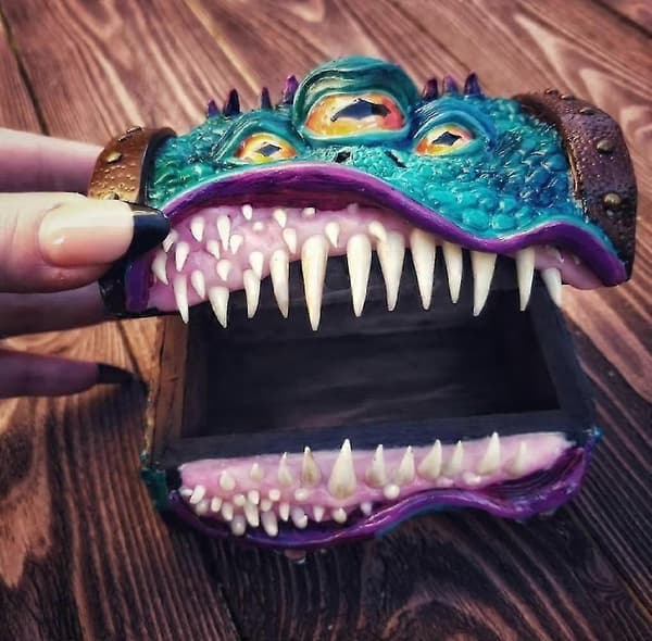 Mimic Chest Dnd Rpg Tärningslåda Passar Polyedriska Tärningar D&amp;d Rollspel Bordsspel Pathfinder Heminredning