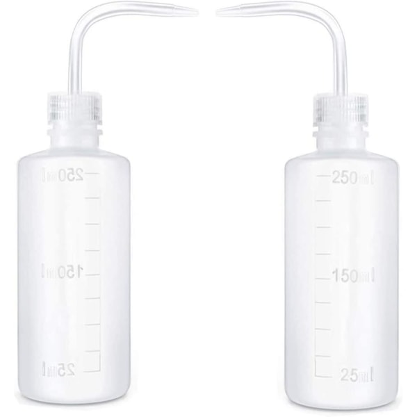 Vaskeflaske 8 oz (250 ml) Klemflaske med smal munn Medisinsk laboratorium Plastsikkerhet klemmeflaske uten søl Bøy munnvannskanner 2 stk.