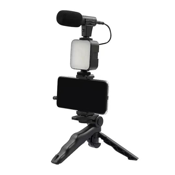 Älypuhelin Vlog Kit Mini Led Video + Cardioid Mikrofoni + Jatkettava Puhelinpidike + Jalusta