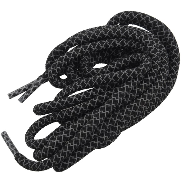 120 cm snørebånd rund bund sikkerhedssnørebånd skobånd snørebånd reflekterende Farve: sort