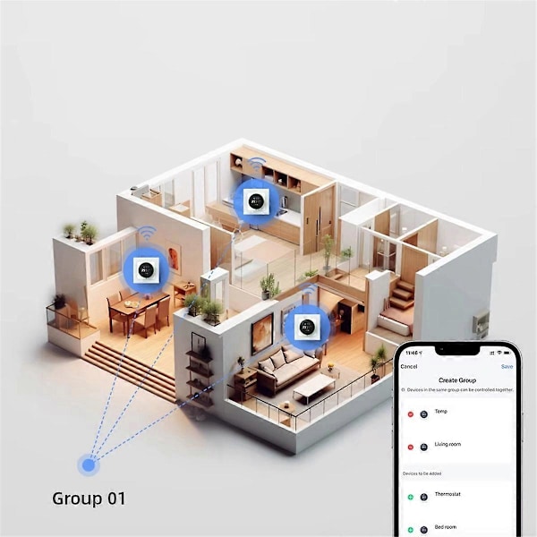 Tuya WiFi Smart Drejeknaps Termostat til Vandvarme 3A